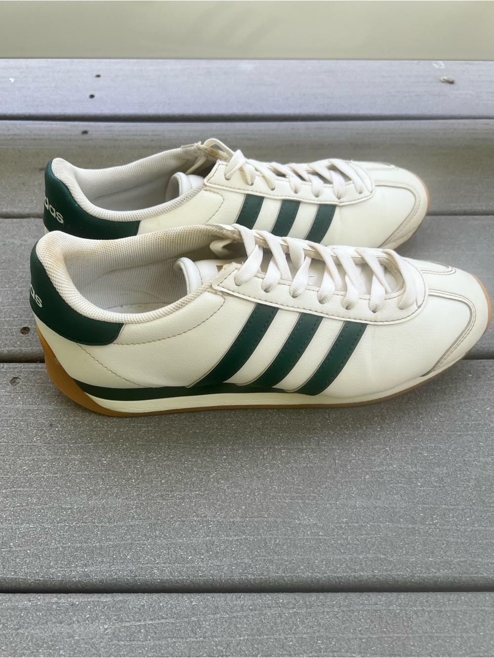 Adidas White and Green Casual Leather Sneakers 7 - Picture 9 of 9